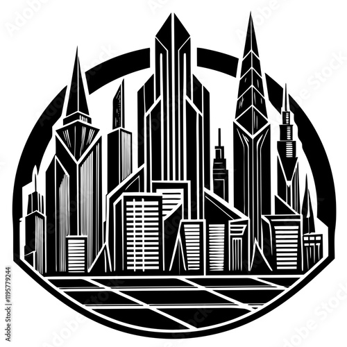 Futuristic City Skyline Vector Illustration