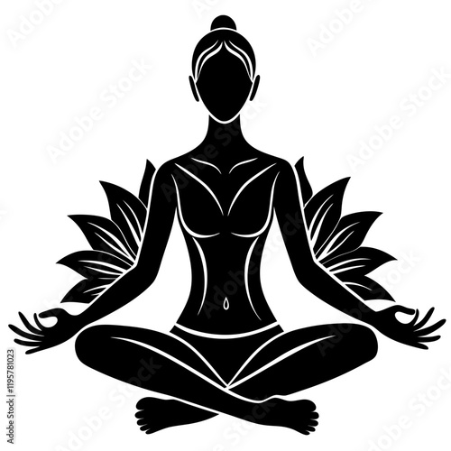 Silhouette of Meditating Woman with Mandala Backdrop