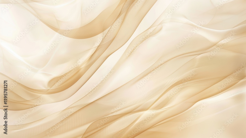 Fototapeta premium Flowing waves of soft beige and cream create a serene, smooth texture, evoking a sense of calm and elegance