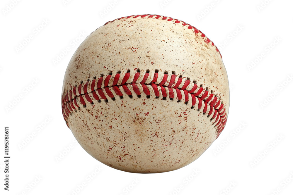 an old worn baseball on a transparent background PNG image, PNG file, Generative art. an old worn baseball on a transparent background PNG image, PNG file, Generative art.