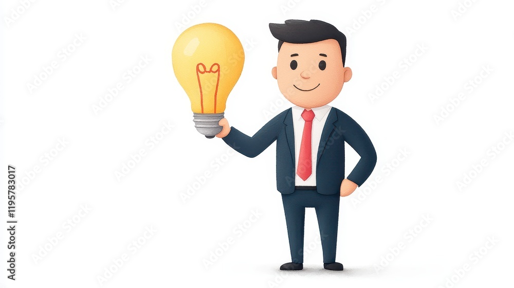 Businessman Holding Light Bulb Symbolizing New Ideas and Innovation Businessman Holding Light Bulb Symbolizing New Ideas and Innovation