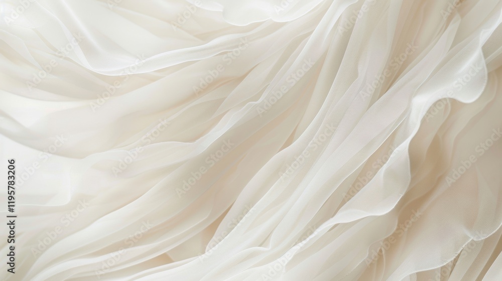 Delicate white fabric with flowing, wavy texture Delicate white fabric with flowing, wavy texture
