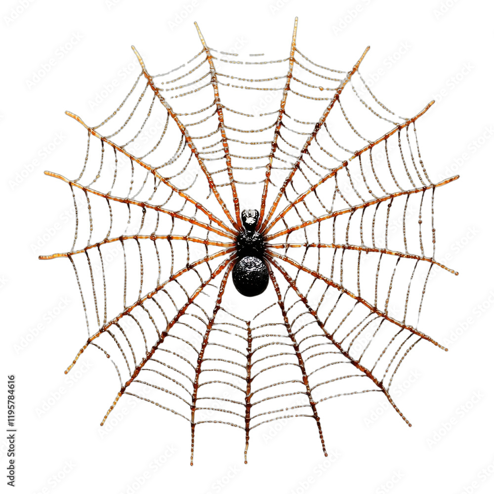 Obraz premium a cobweb on a spider web on a transparent background PNG image, PNG file, Generative art.