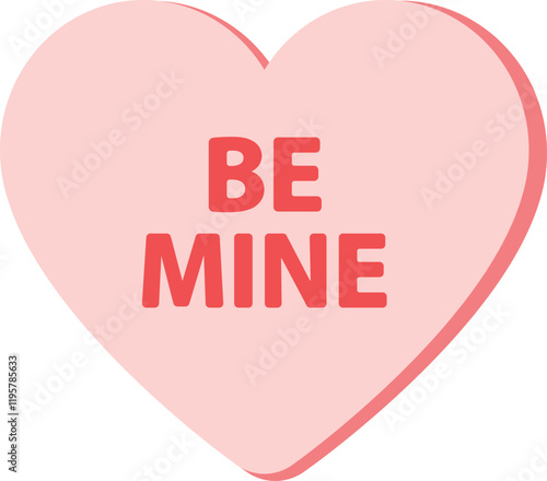 Be Mine heart shape valentine's day pink candy icon.
