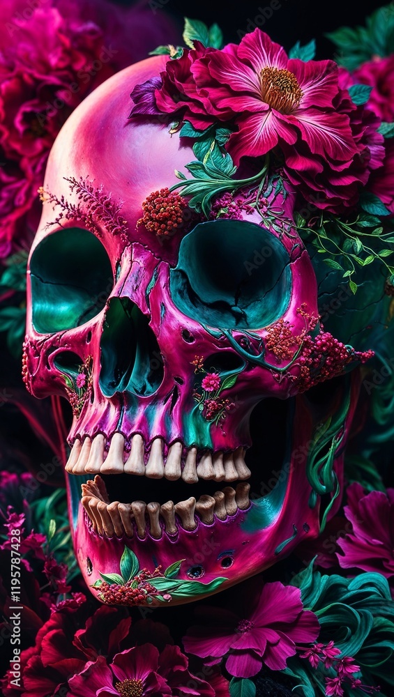 Naklejka premium A brilliantly vibrant skull