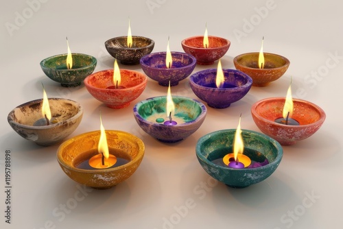 Traditional Clay Diya Lamps Celebrate Hindu Festival of Lights photo