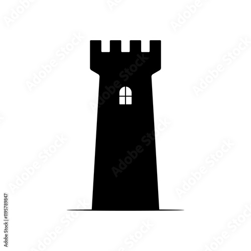 Tower icon. Watchtower. Black silhouette. Front side view. Vector simple flat graphic illustration. Isolated object on white background. Isolate.