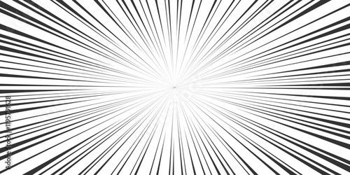 Abstract radial rays background. Monochrome Minimalist central burst effect. Black and white comic illustration. Perfect for comics, posters, promotional banners