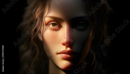 Wallpaper Mural half in light, half in shadow, a face emerges from the contrast, creating a mysterious, dramatic effect. The interplay of light and darkness evokes intrigue and uncertainty in this striking visual Torontodigital.ca