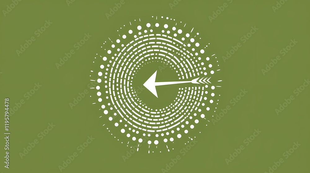 Dotted arrow and dashed circle a dotted white arrow rotating in. Dewshade. Illustration Dotted arrow and dashed circle a dotted white arrow rotating in. Dewshade. Illustration
