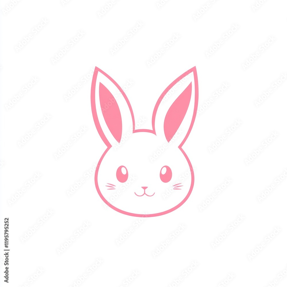 Cute pink rabbit head graphic design on white background Cute pink rabbit head graphic design on white background