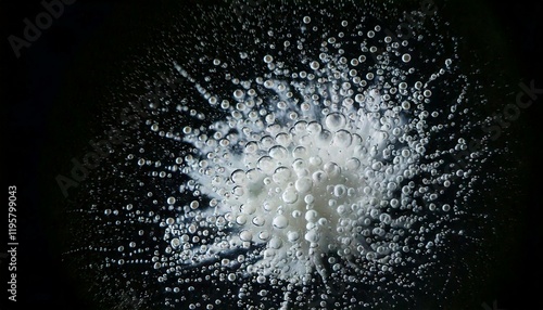 Bąbelki powietrze uwięzione w płynie na czarnym tle © Monika