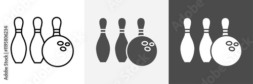 Bowling icon set vector art