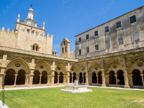Gothic cloister in the famous Romanesque Old Cathedral or Se Velha (12th Century) of Coimbra, Portugal.