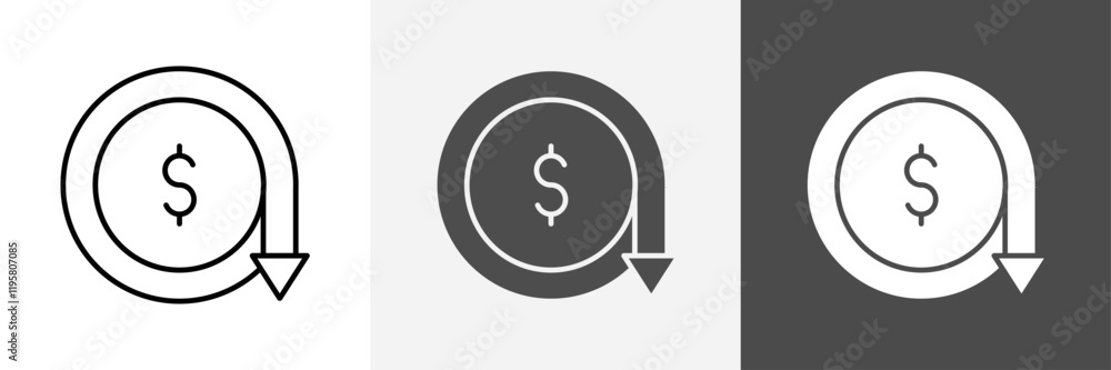 Dollar down icon set vector art Dollar down icon set vector art