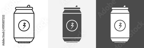 energy drink can icon set vector art