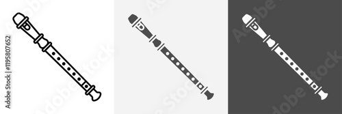 Flute icon set vector art