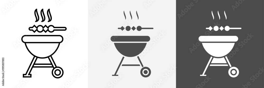 Grill icon set vector art