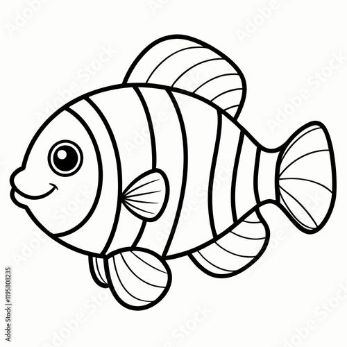 fish coloring page for children, outline, education, line, outline, art, sketch