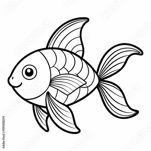 fish coloring page for children, outline, education, line, outline, art, sketch