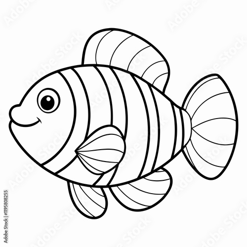 fish coloring page for children, outline, education, line, outline, art, sketch