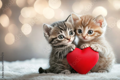 With tiny paws on a single red heart, these kittens create a picture perfect moment of Valentine sweetness.