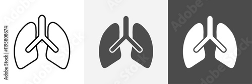 Lungs icon set set vector art
