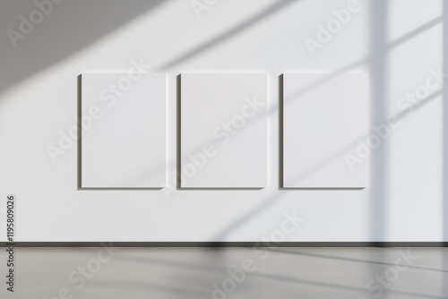 Set of four posters mock-up on a blank, minimalistic background, perfect for showcasing artwork or design templates