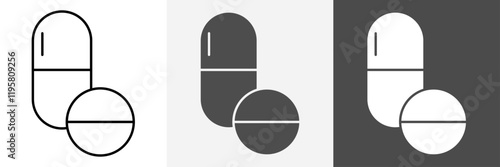 Pills icon set vector art