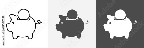 Set of Piggy bank icon set vector art