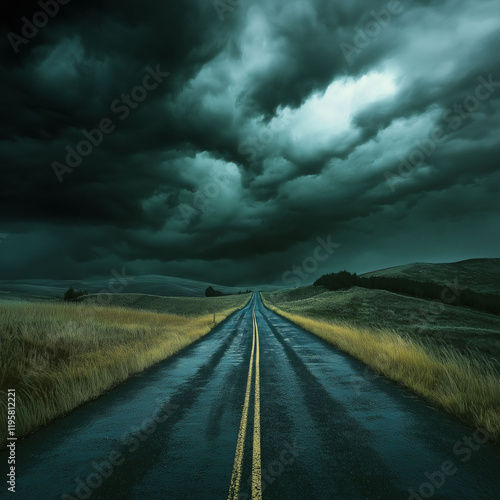 storm clouds over the road