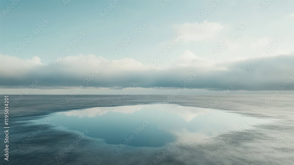 Serene Ocean with Cloud Reflection Serene Ocean with Cloud Reflection