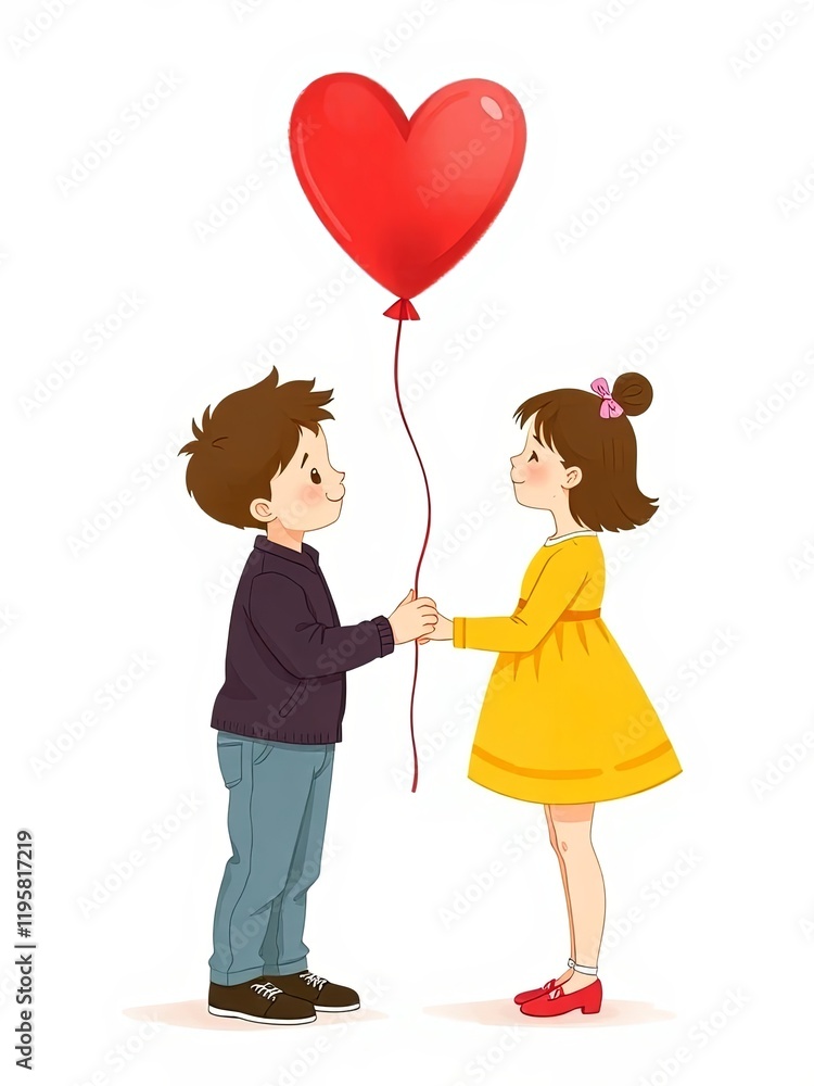 Valentine's Day Kids Illustration Valentine's Day Kids Illustration