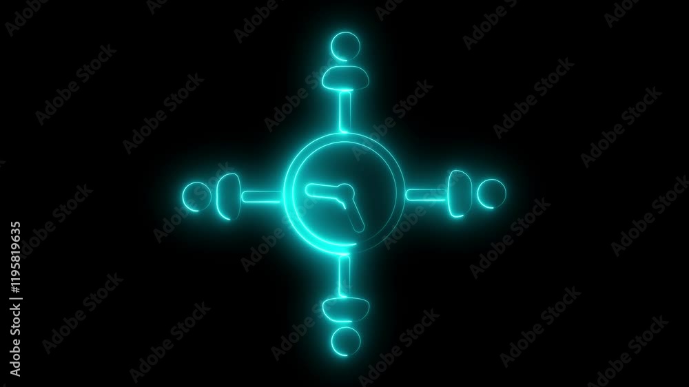 Neon Abstract technology time management concept, symbol isolated on black background. business team and communication. neon circle with man icon. Neon Abstract technology time management concept, symbol isolated on black background. business team and communication. neon circle with man icon.