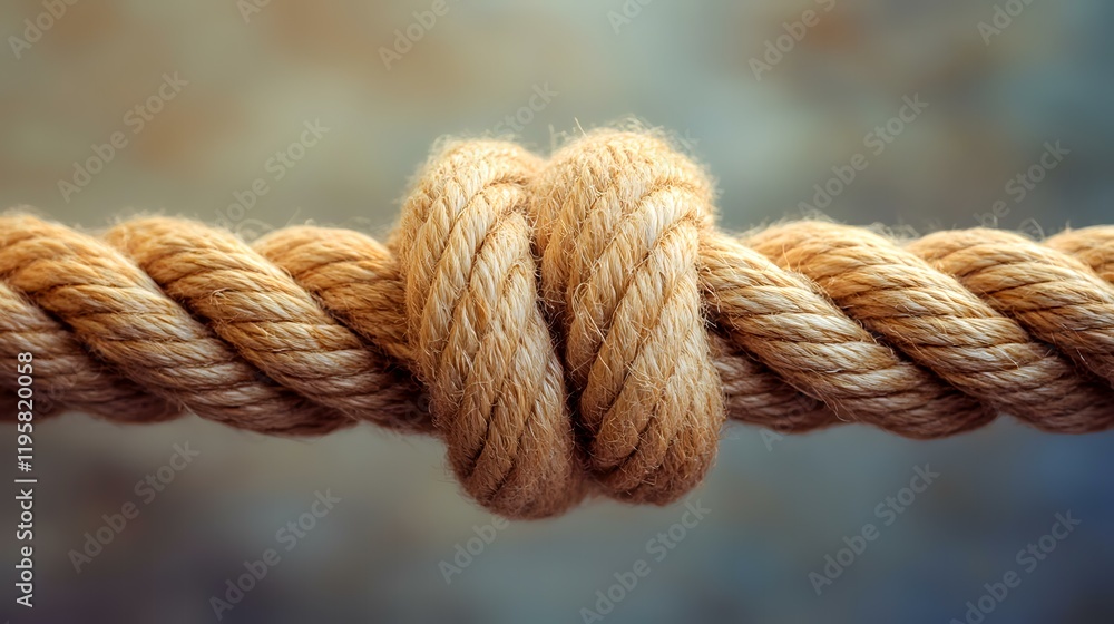 Strong rope knot, close-up, textured background, connection concept, website banner Strong rope knot, close-up, textured background, connection concept, website banner