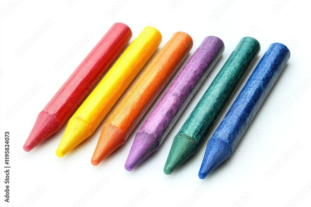 New wax pastel colorful crayons isolated on white top view New wax pastel colorful crayons isolated on white top view