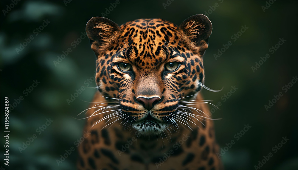 Obraz premium Front view of Panther on dark background