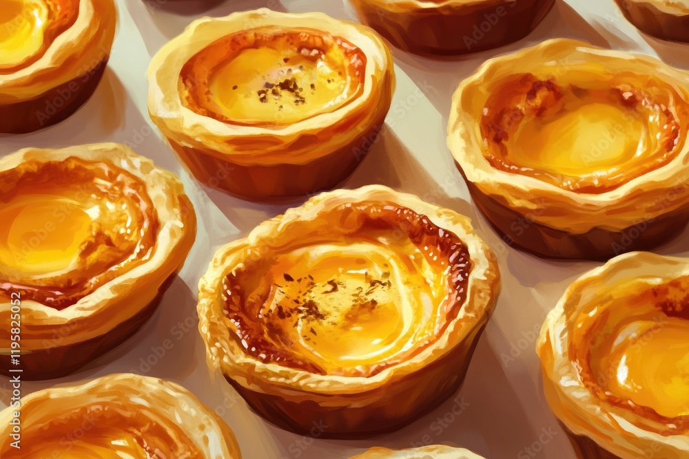 Obraz premium Traditional Portuguese egg tart dessert Pasteis Pastel de nata or Pasteis de Belem