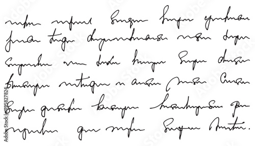 Vector unreadable handwriting. Cursive English text is written with a pen. Vintage grunge bad calligraphy script. hand-written paragraph backdrop