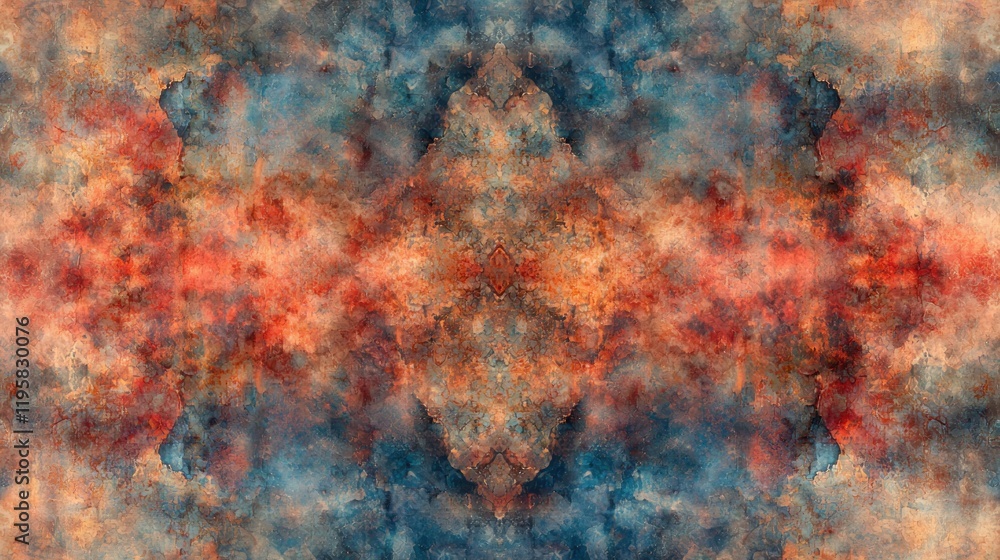 Abstract cosmic watercolor texture; symmetrical, fiery nebula; seamless pattern for design Abstract cosmic watercolor texture; symmetrical, fiery nebula; seamless pattern for design