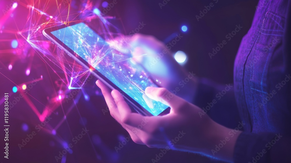 Obraz premium Smart industry 4.0 mangement control system concept.Hands holding tablet on blurred Chemical plant refinery industrial equipment as background