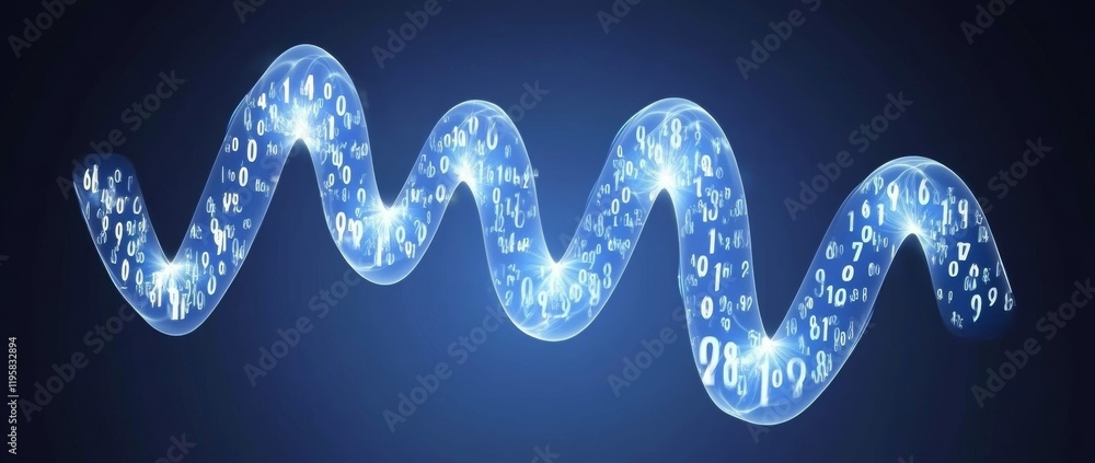 Binary code data in terabyte quantities moving through a stream of information. A rippling expanse of coded blockchains. Neural network depicted in 3D with points and numbers Binary code data in terabyte quantities moving through a stream of information. A rippling expanse of coded blockchains. Neural network depicted in 3D with points and numbers