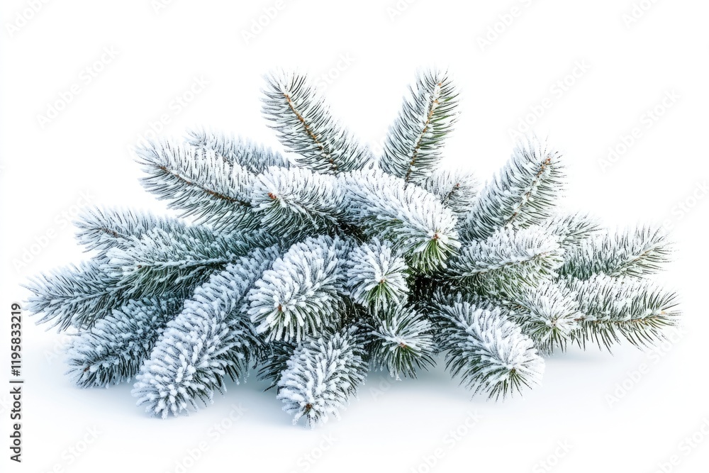 Christmas tree covered in hoarfrost and snow on white background. Christmas tree covered in hoarfrost and snow on white background.