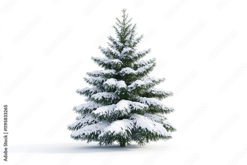 Fototapeta premium spruce covered with snow isolated on white background