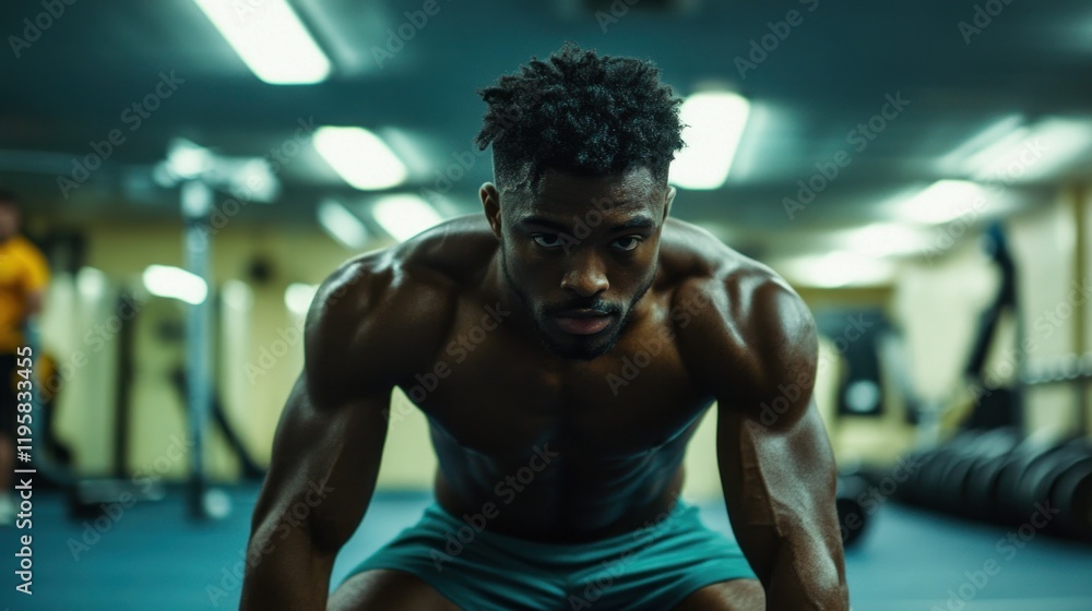 Muscular Man Resting After Intense Gym Workout Muscular Man Resting After Intense Gym Workout