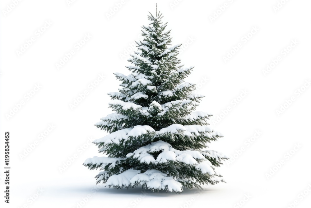 Snow covered Christmas tree isolated on white background. Snow covered Christmas tree isolated on white background.