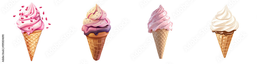 Ice cream cone – A cone filled with ice cream, a popular dessert made from milk and cream. Isolated on Clear White Background Highly Detailed Ice cream cone – A cone filled with ice cream, a popular dessert made from milk and cream. Isolated on Clear White Background Highly Detailed