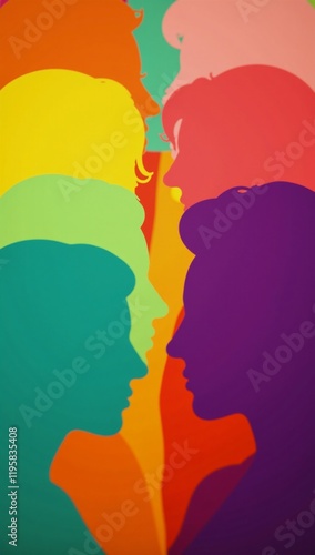 International Day for Elimination of Racial Discrimination Multi-colored silhouette portraits symbolizing tolerance unity and anti-racism united against racism horizontal composition photo