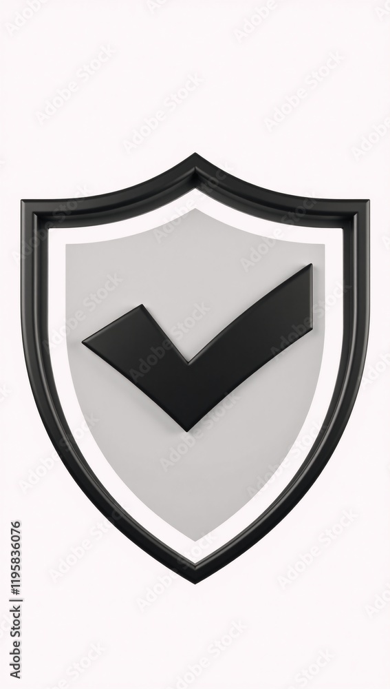 Shield protection icon featuring a check mark within a secure symbol black Shield protection icon featuring a check mark within a secure symbol black