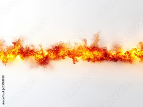 Fiery Flame Texture Border on White Background with Clipping Path, Minimalist Design photo